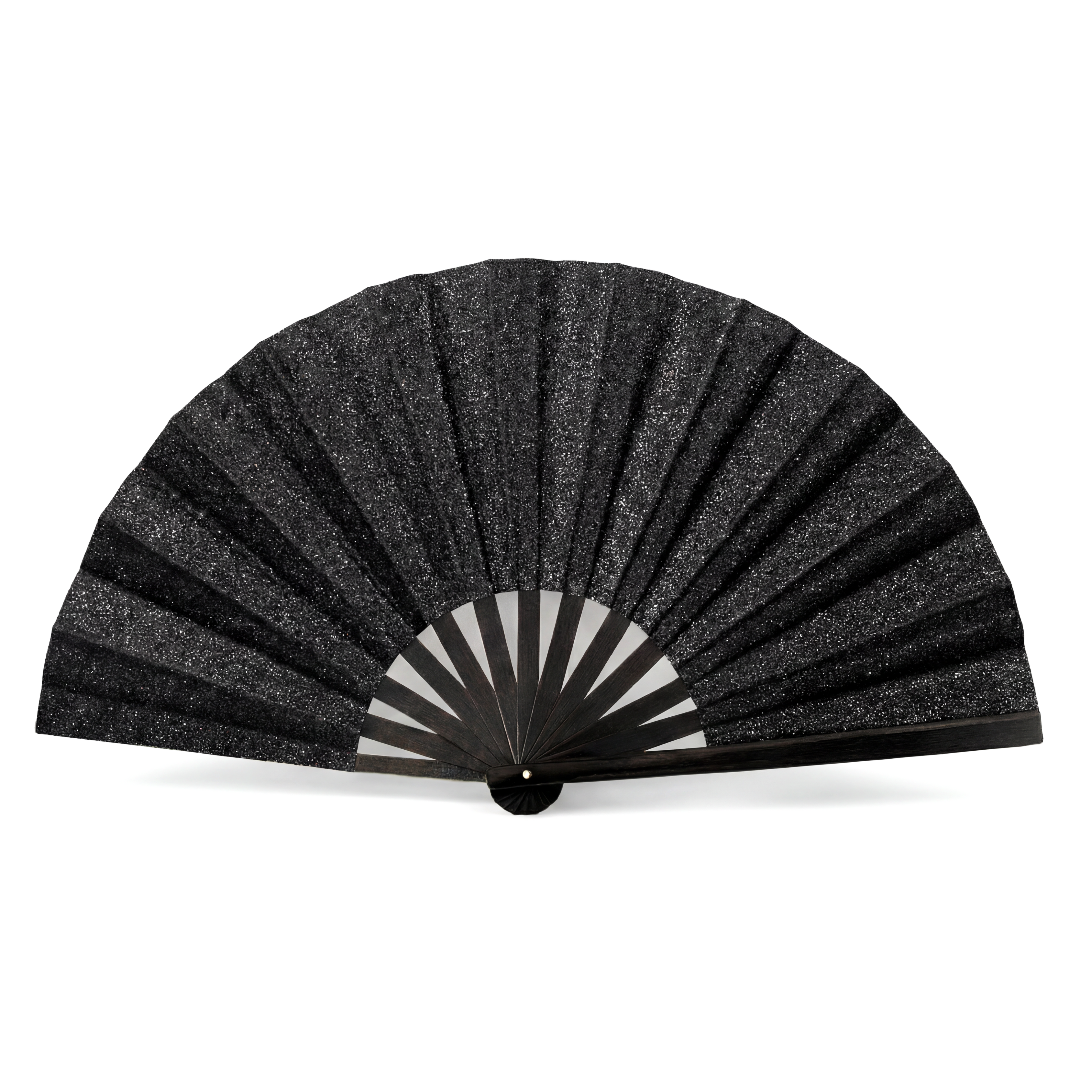 Glitter - Fekete Bambusz Legyező (33 cm)